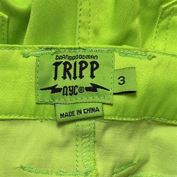 Tripp NYC Neon Green Skull Skinny Jeans Pants Y2K Punk 2000s Goth Mall Hot Topic - Picture 2 of 7